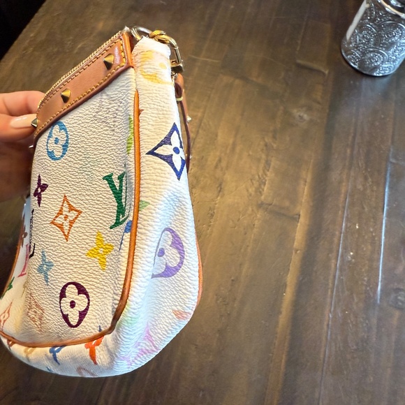 AUTHENTIC Louis Vuitton Monogram Multicolor Pochette Accessories White - Picture 11 of 16